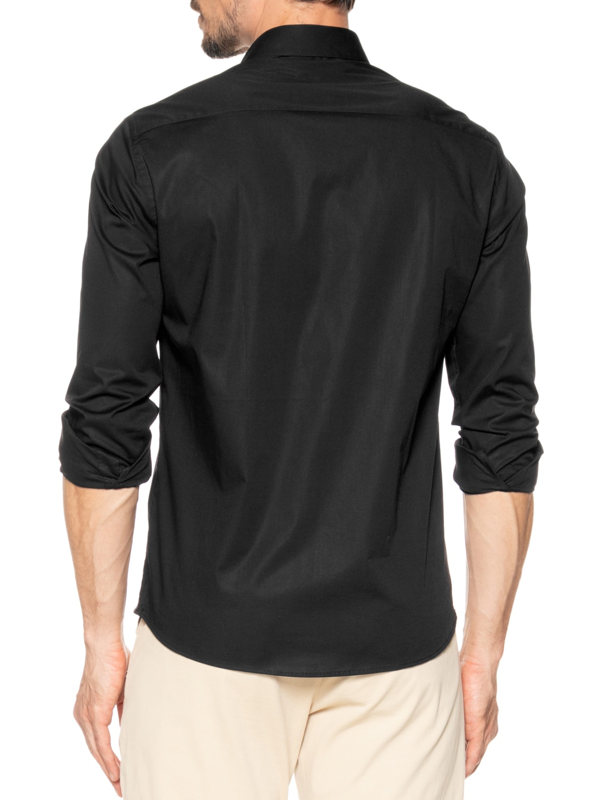 Camisa Masculina Stretch Fio 60 Preto Pineapple