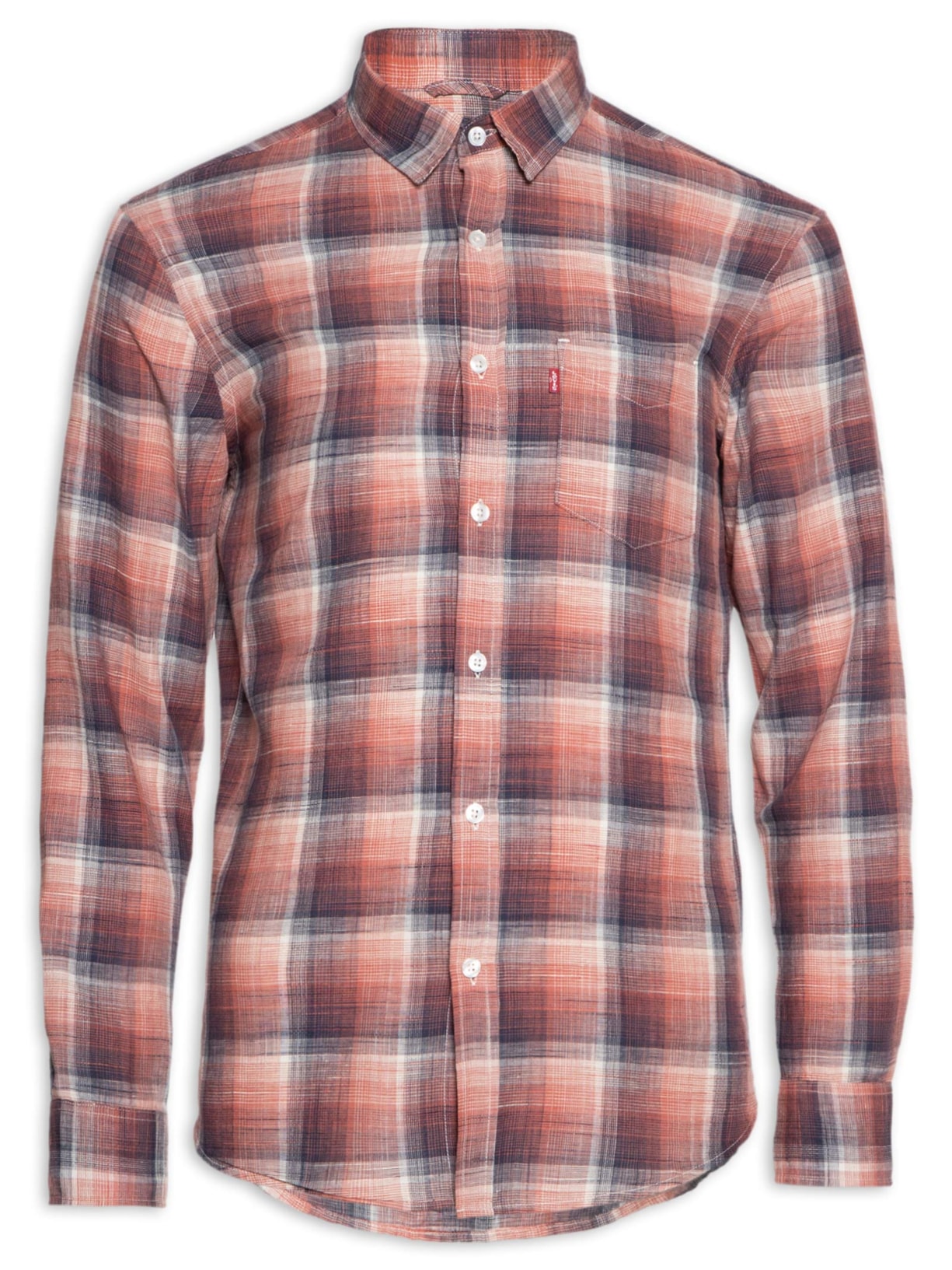 Camisa Masculina Sunset Classic Fit Xadrez com Bolsos - Vermelho