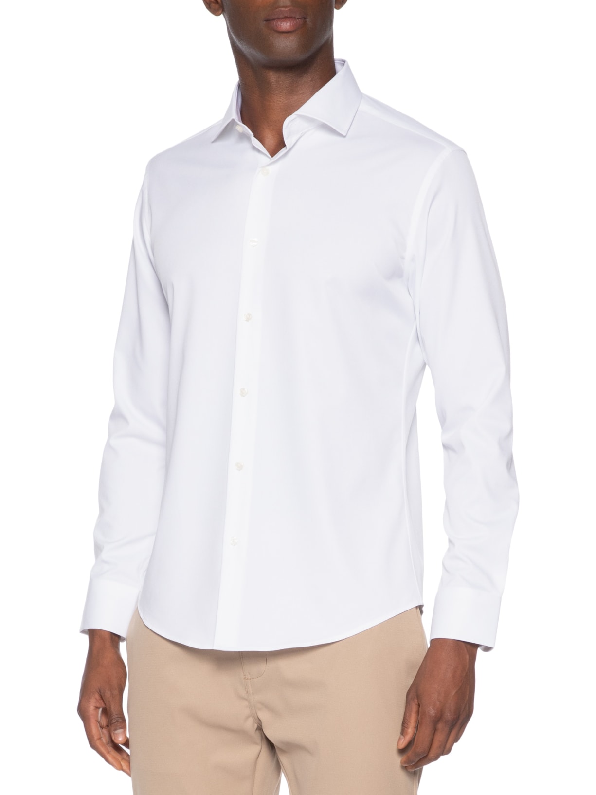 Camisa Masculina Tech Fibra De Bambu Slim Fit Branco '2 Essential