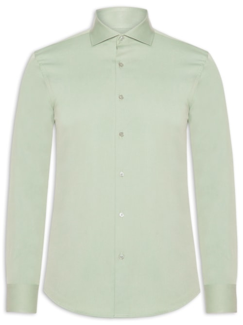 Camisa Masculina Tech Fibra De Bambu Slim Fit - Verde