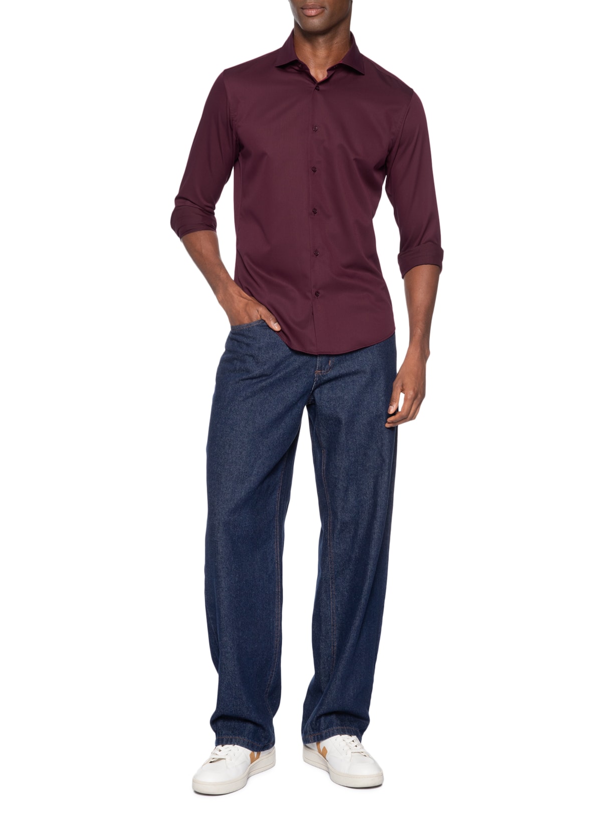 Camisa Masculina Tech Fibra De Bambu Slim Fit Vermelho '2 Essential