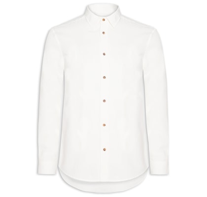 Camisa Masculina Textura Quadriculada Mini - Branco