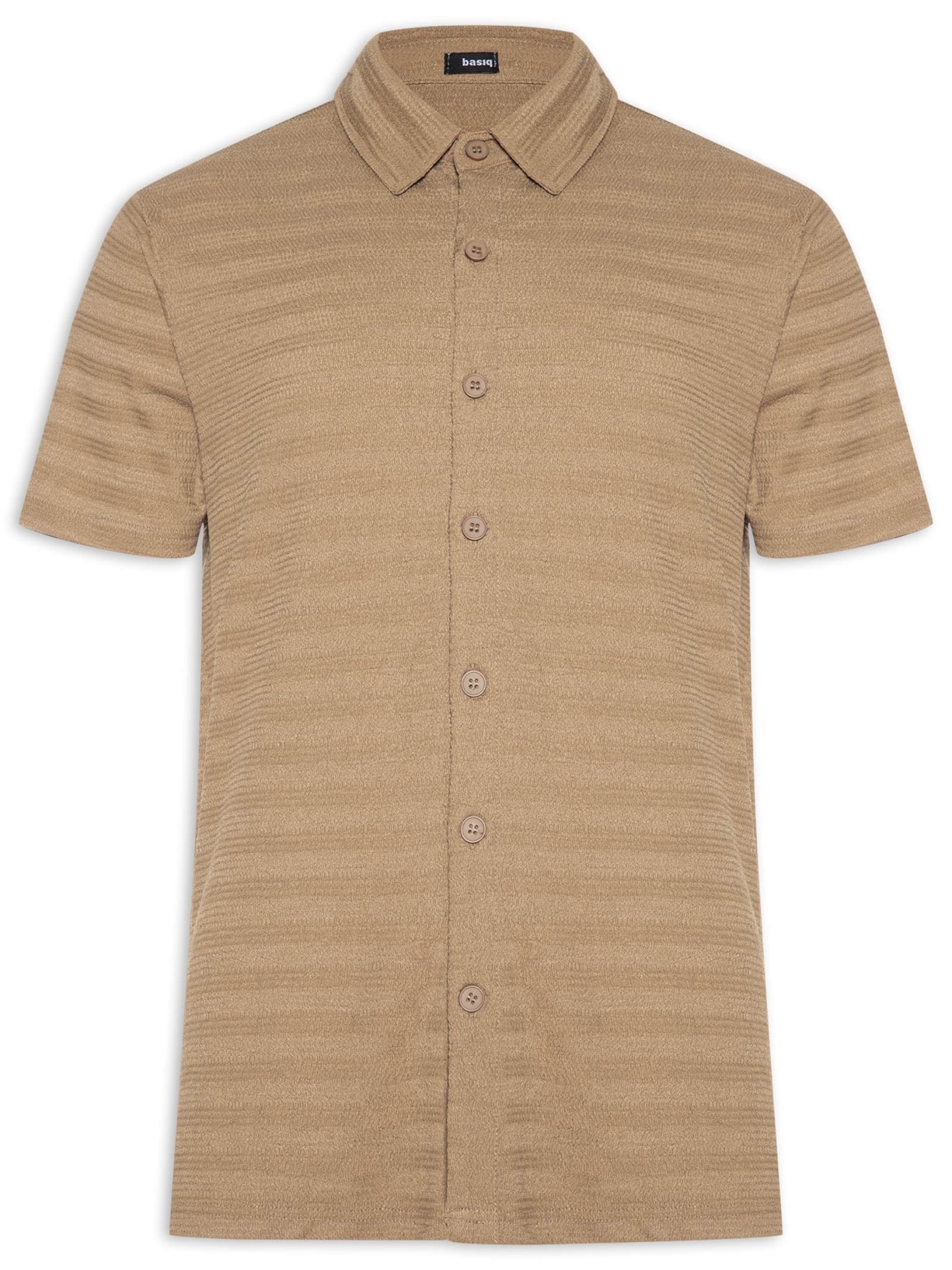 Camisa Masculina Texturizada Marrom Basiq Men