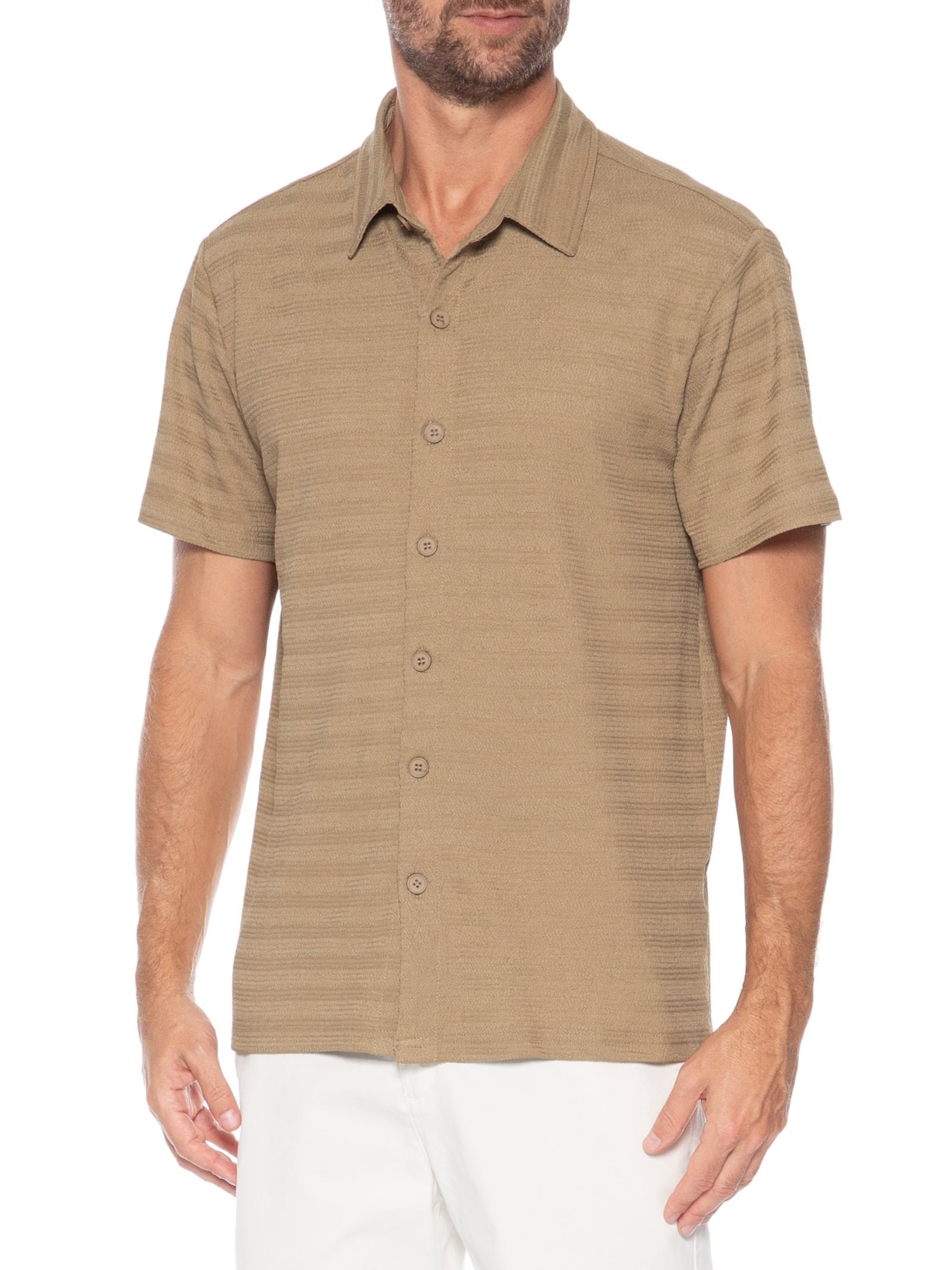 Camisa Masculina Texturizada Marrom Basiq Men