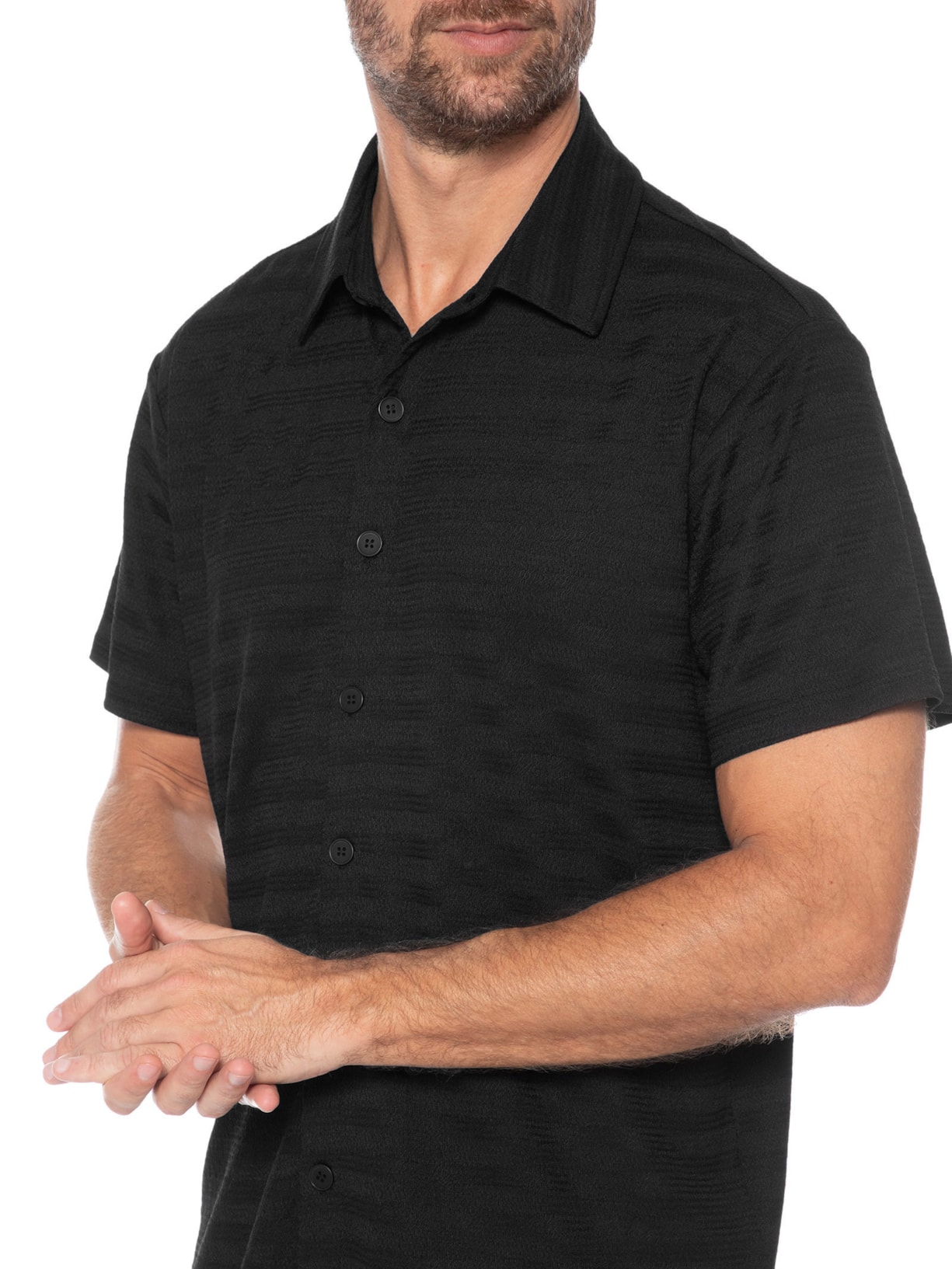 Camisa Masculina Texturizada Preto Basiq Men