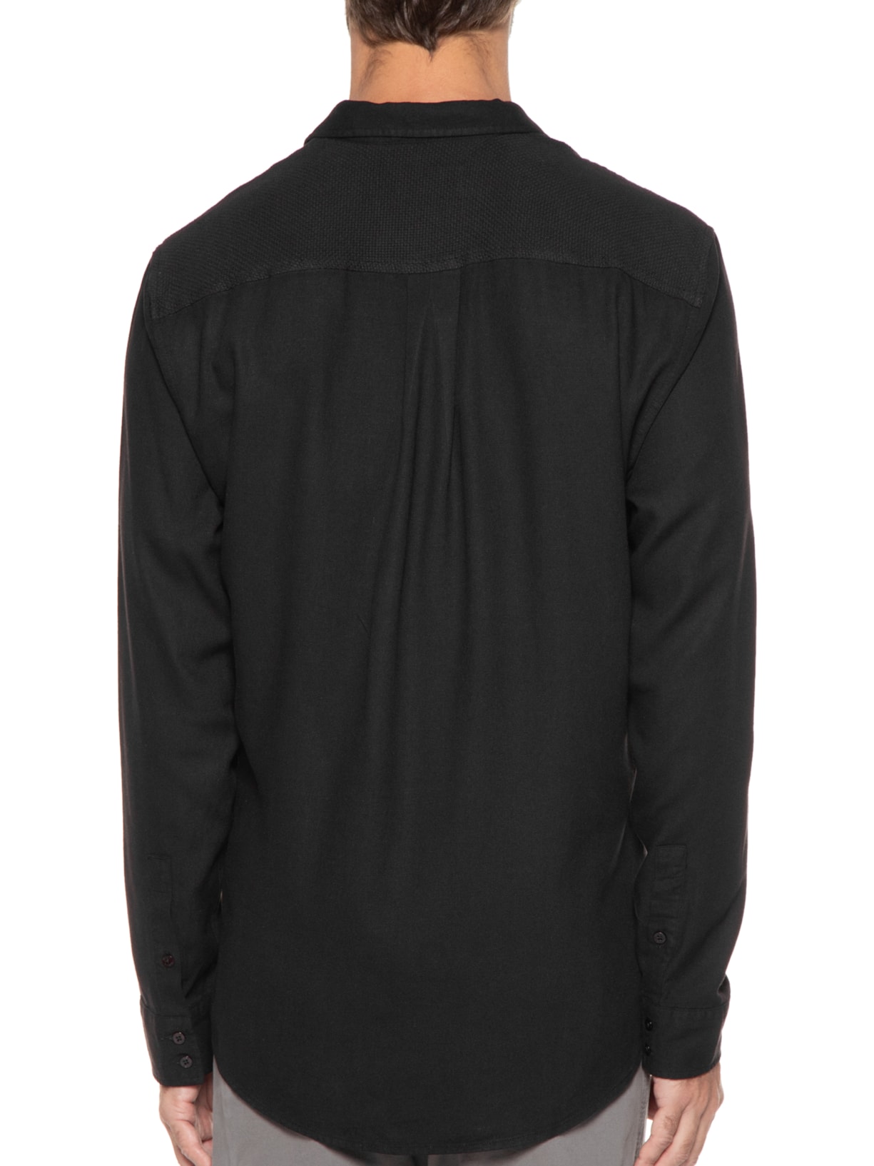 Camisa Masculina Touch Yoke Manga Longa Preto Osklen