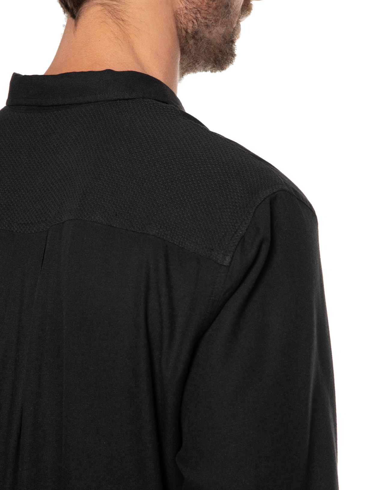 Camisa Masculina Touch Yoke Manga Longa Preto Osklen