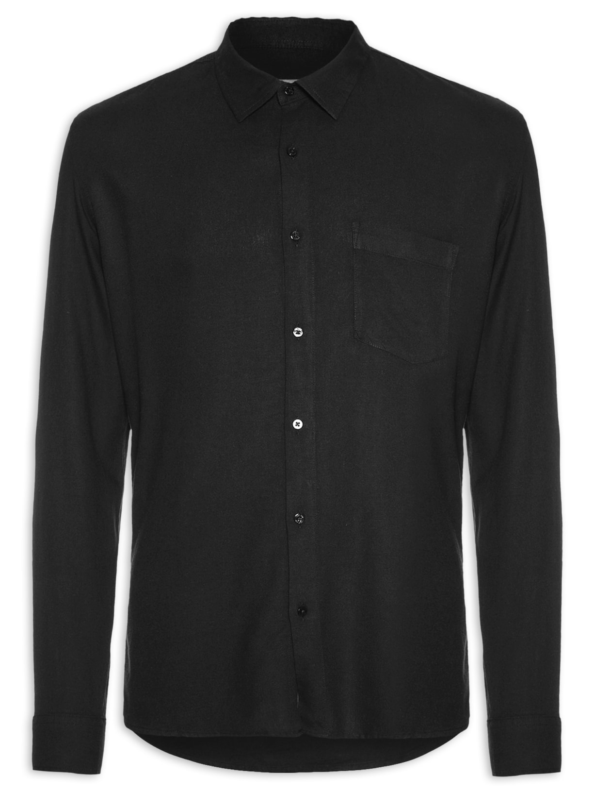 Camisa Masculina Touch Yoke Manga Longa Preto Osklen