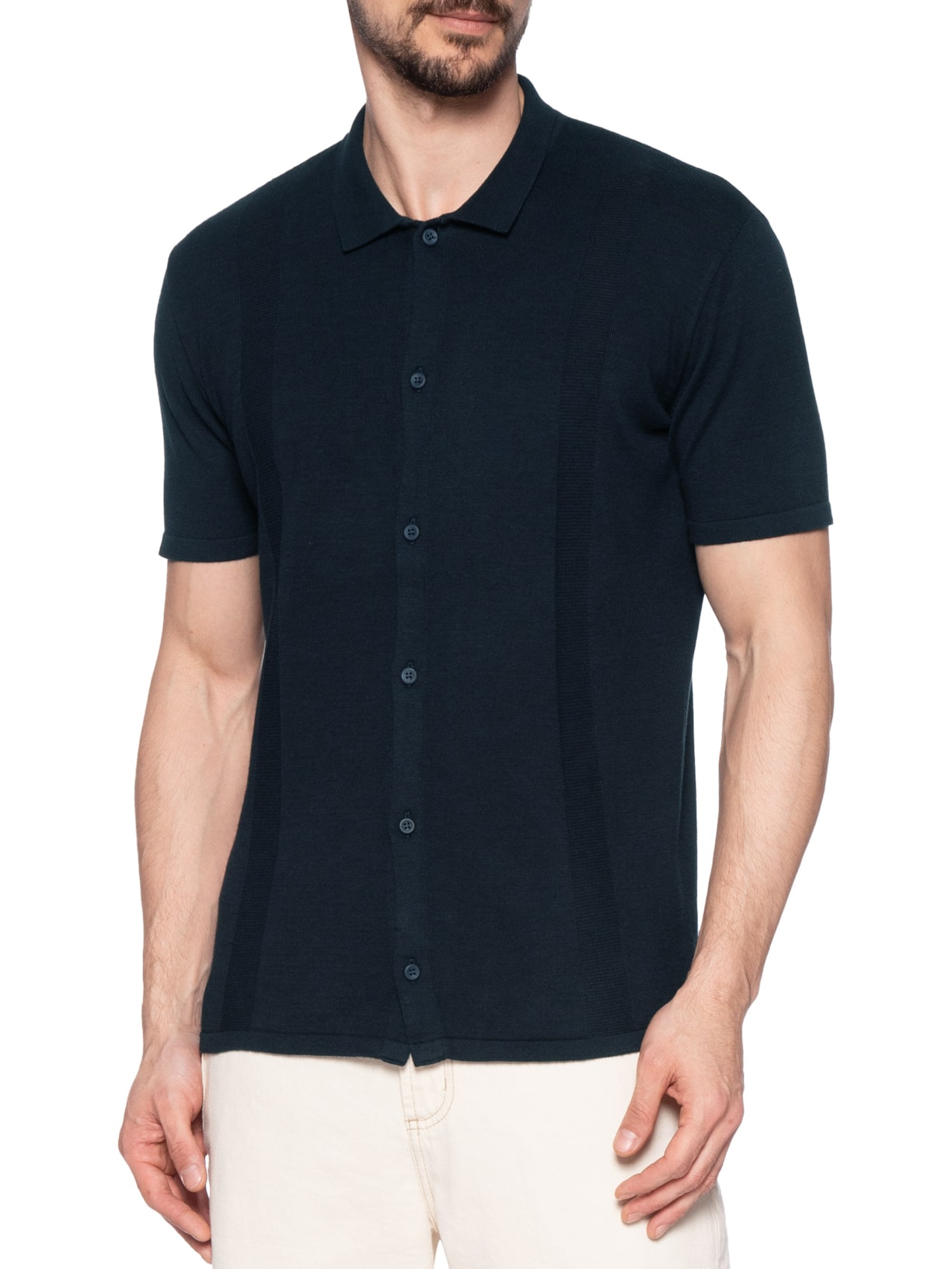 Camisa Masculina Tricô Stripes Azul Calvin Klein - White Label