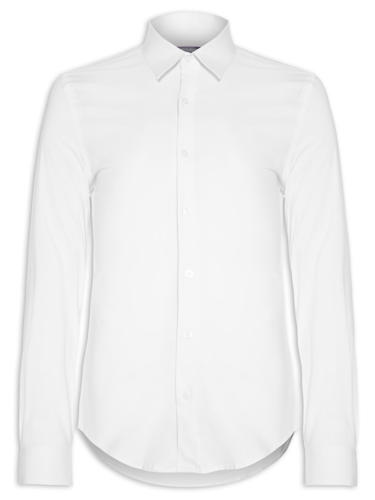 Camisa Masculina Tricoline Elastano - Branco