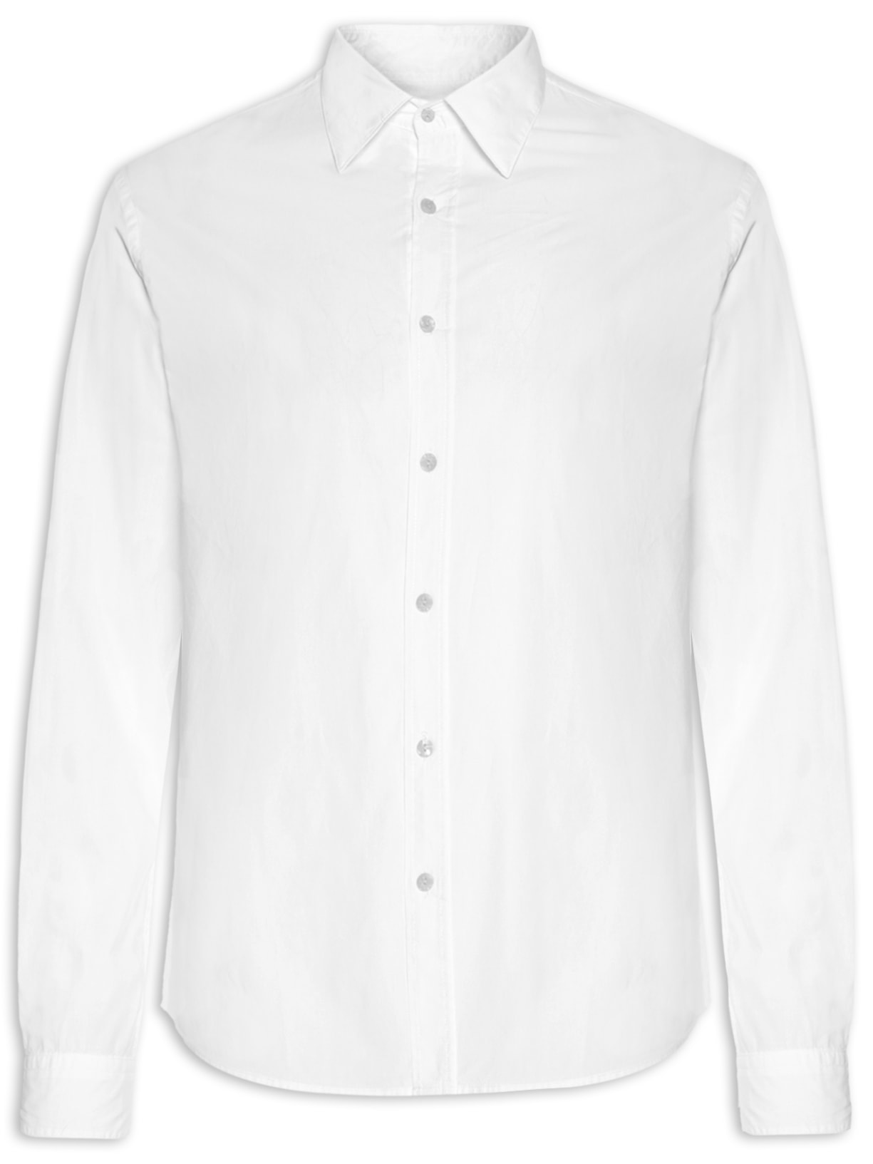 Camisa Masculina Tricoline Garment Dye Manga Longa - Branco