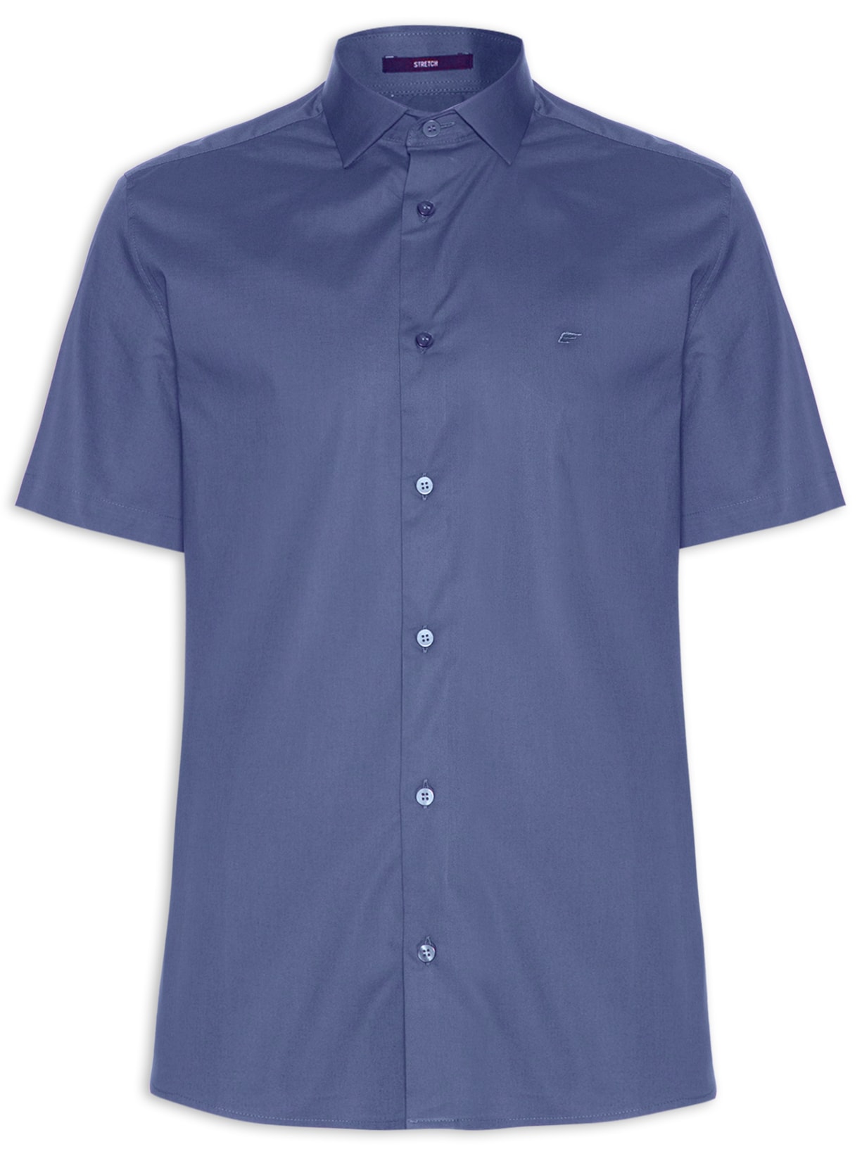 Camisa Masculina Tricoline Ly Classic New Italian Manga Curta - Azul