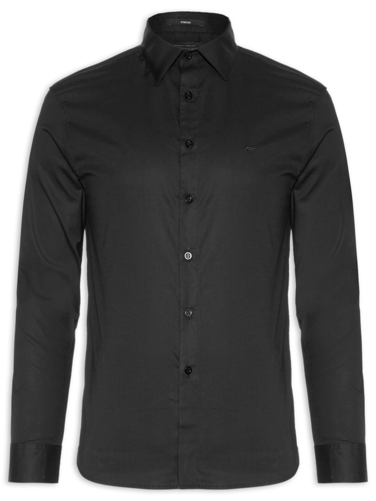 Camisa Masculina Tricoline Ly Slim Italian - Preto