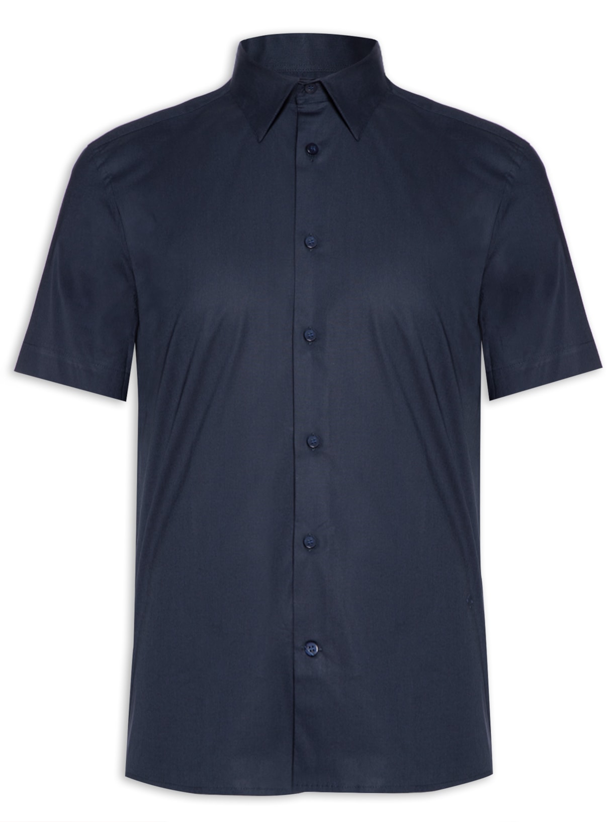 Camisa Masculina Tricoline Lycra Manga Curta - Azul