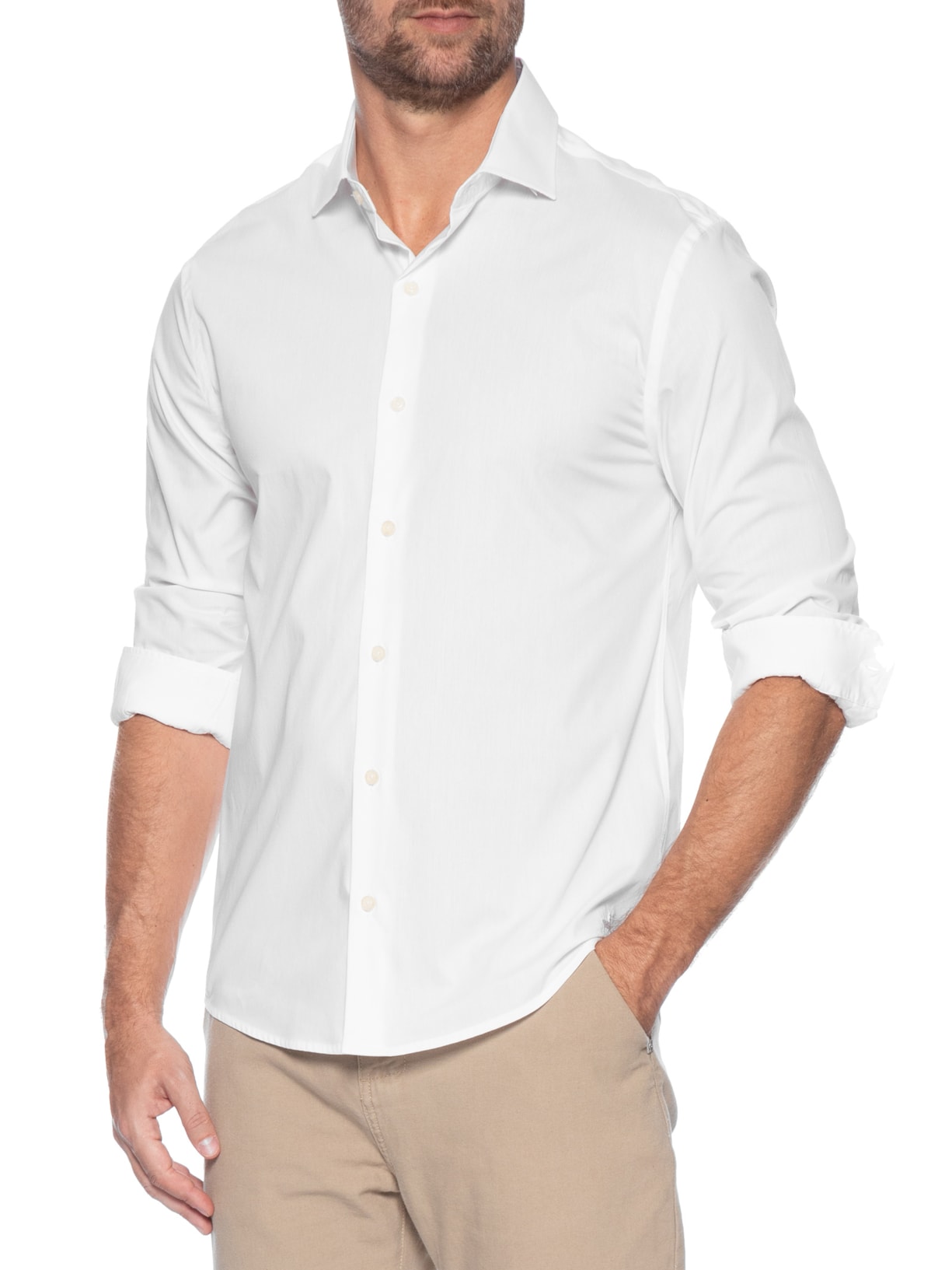 Camisa Masculina Tricoline Poliamida Branco Zapalla