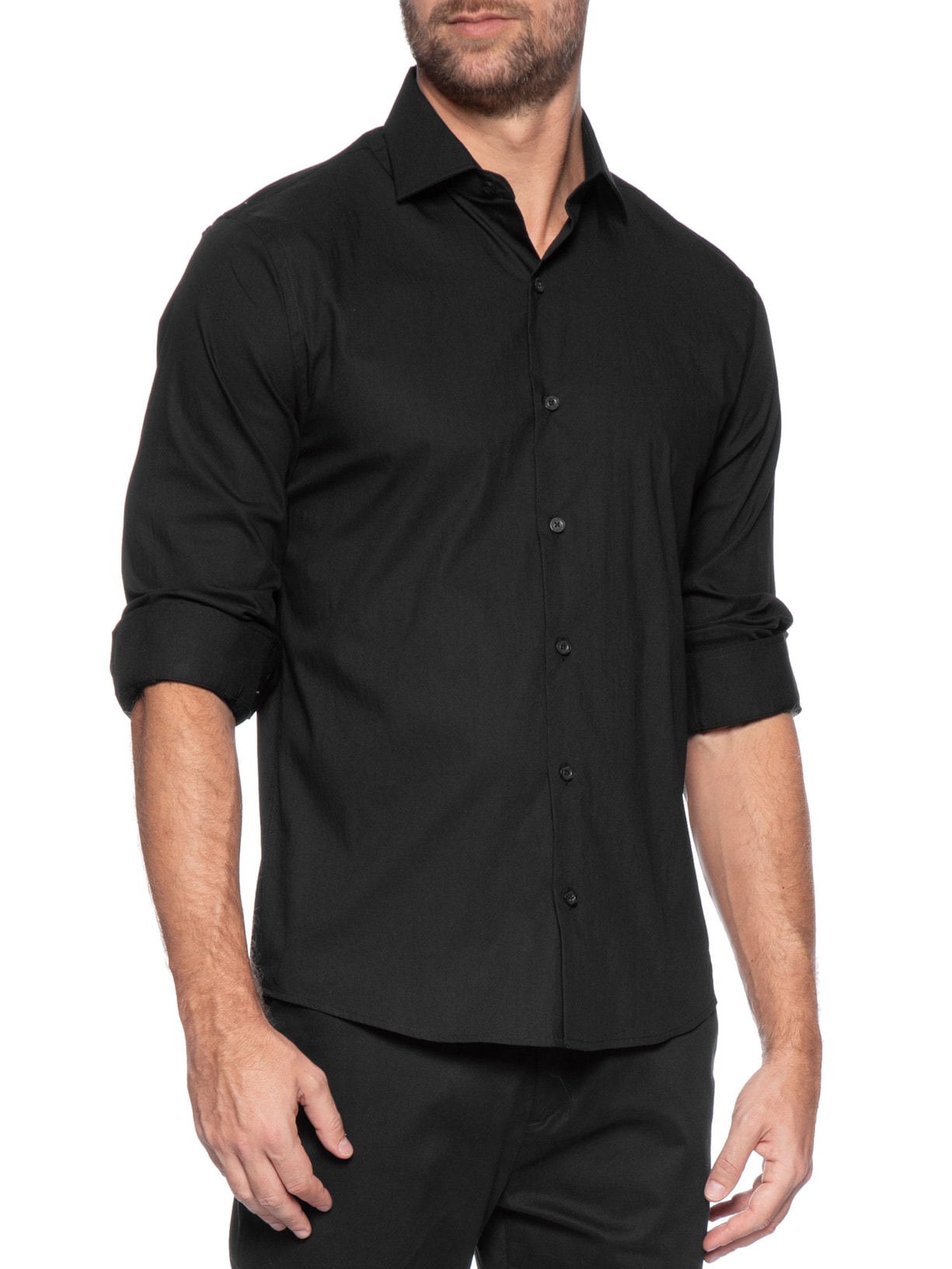 Camisa Masculina Tricoline Poliamida Preto Zapalla