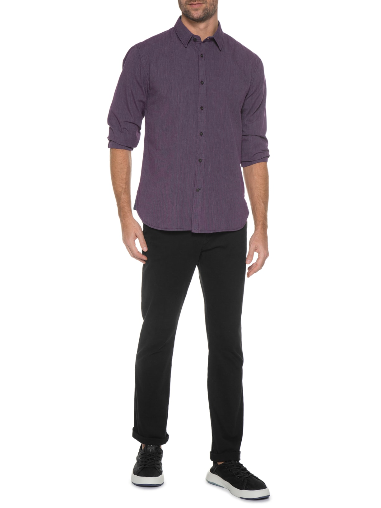 Camisa Masculina Tricoline Relax Roxo Jab
