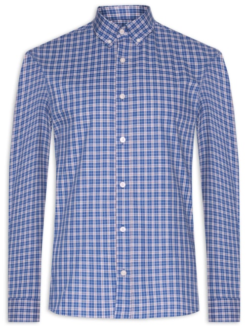 Camisa Masculina Tricoline Tricolor - Azul