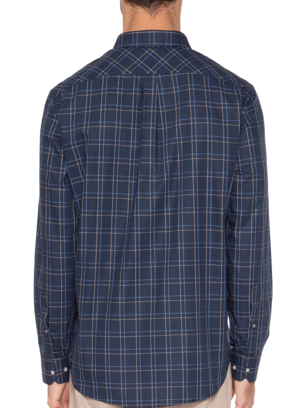 Camisa Masculina Tricoline Xadrez Azul Aramis