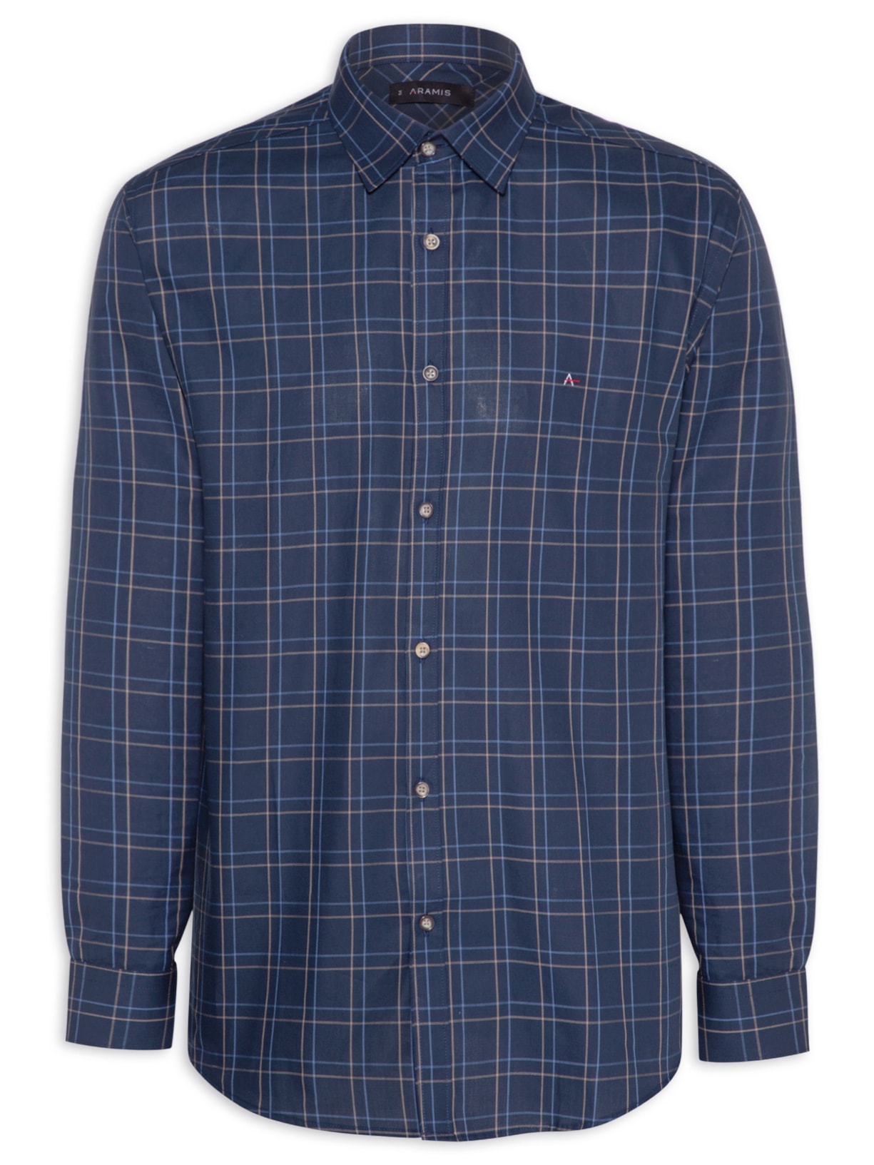 Camisa Masculina Tricoline Xadrez Azul Aramis