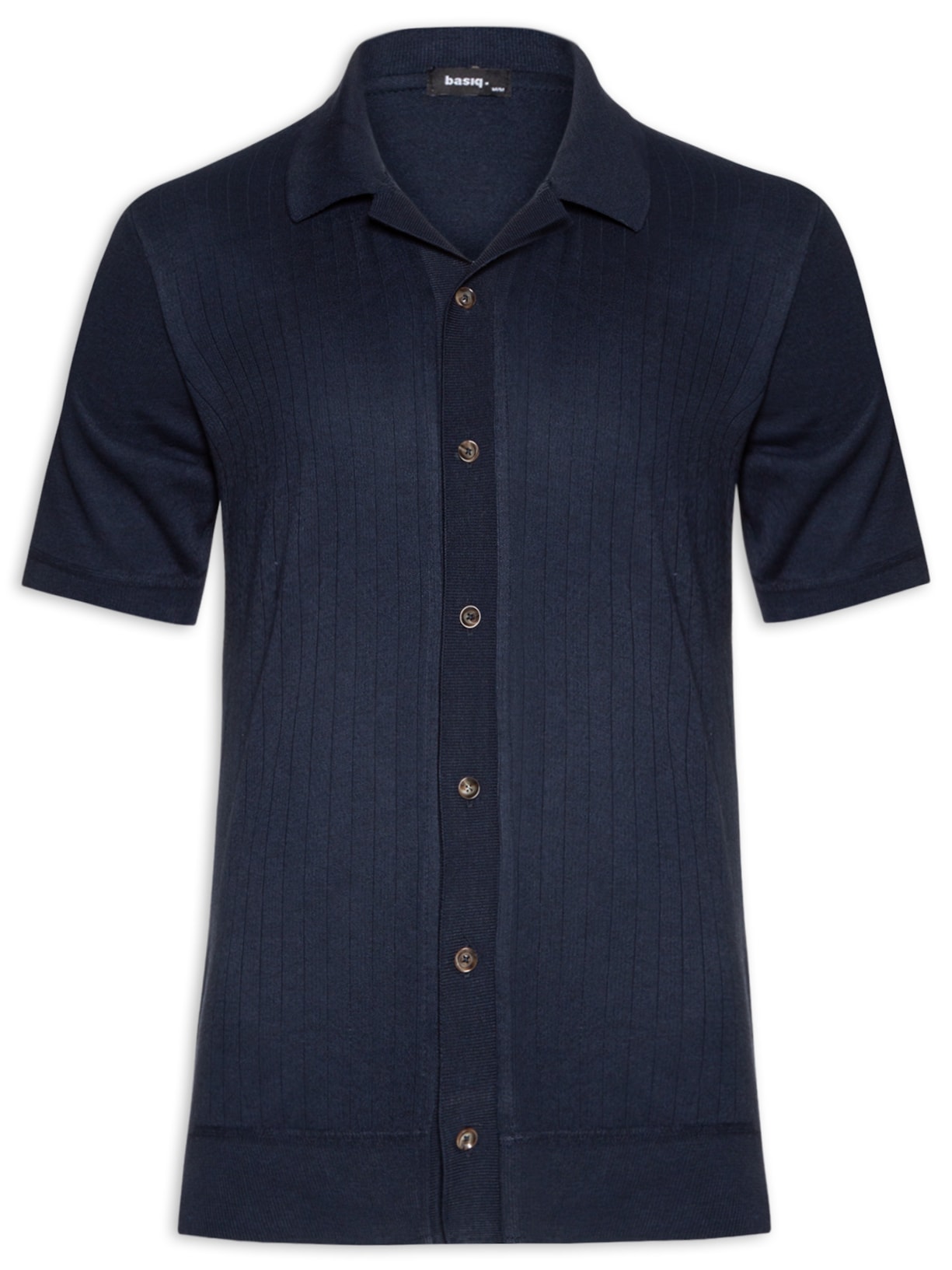 Camisa Masculina Tricot Manga Curta - Azul