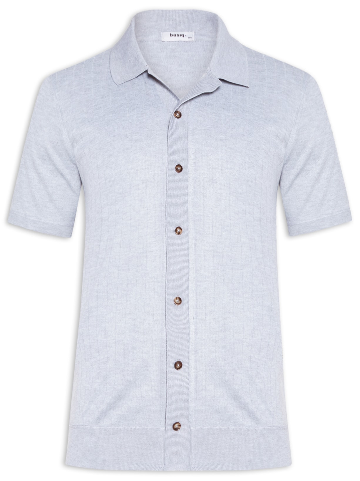 Camisa Masculina Tricot Manga Curta - Cinza