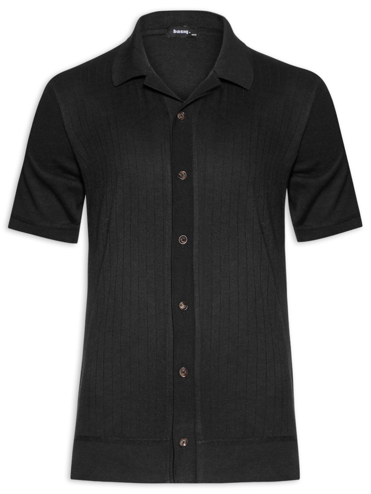 Camisa Masculina Tricot Manga Curta - Preto