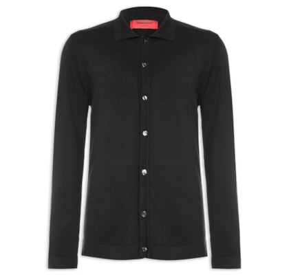Camisa Masculina Tricot Manga Longa - Preto