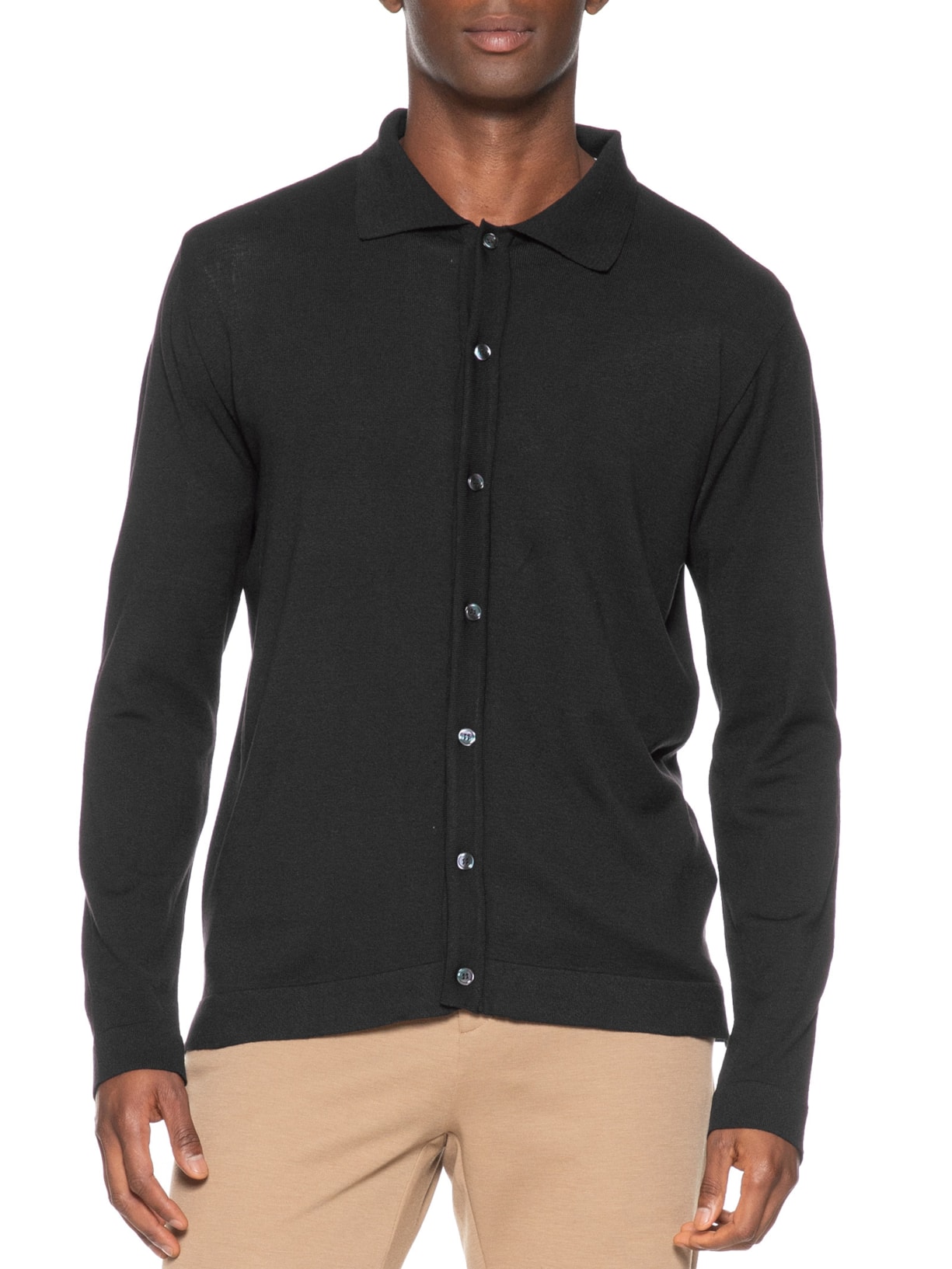 Camisa Masculina Tricot Manga Longa Preto Paramount Alfaiataria