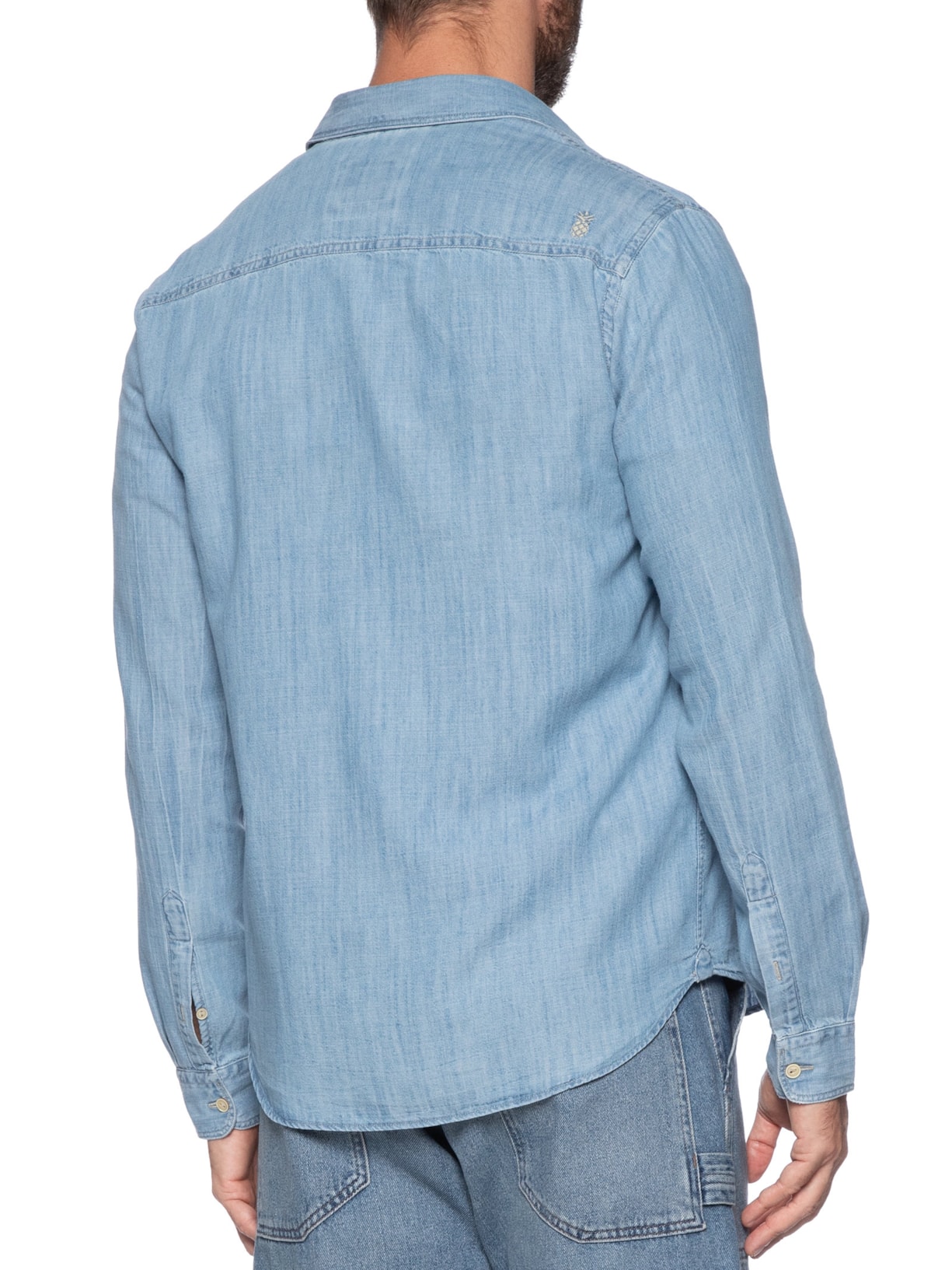 Camisa Masculina Utilitária Denim Azul Pineapple
