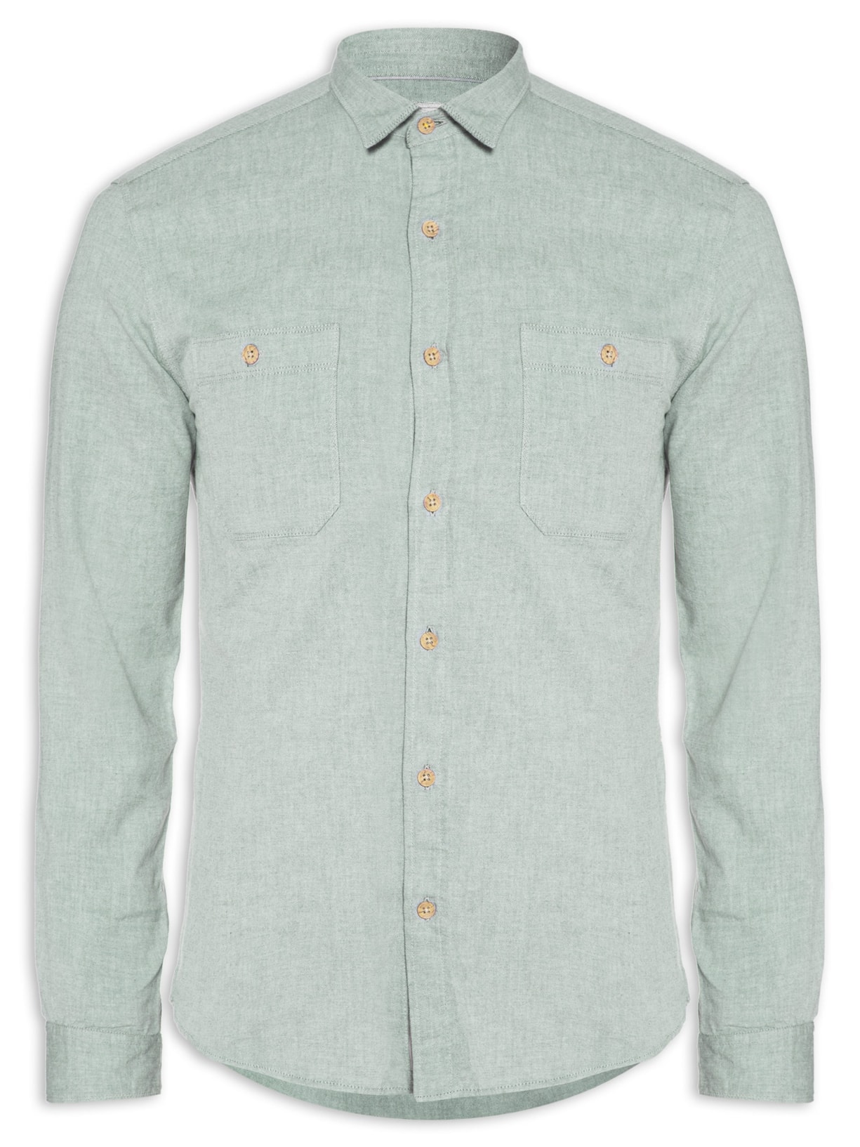 Camisa Masculina Utilitária Oxford - Verde