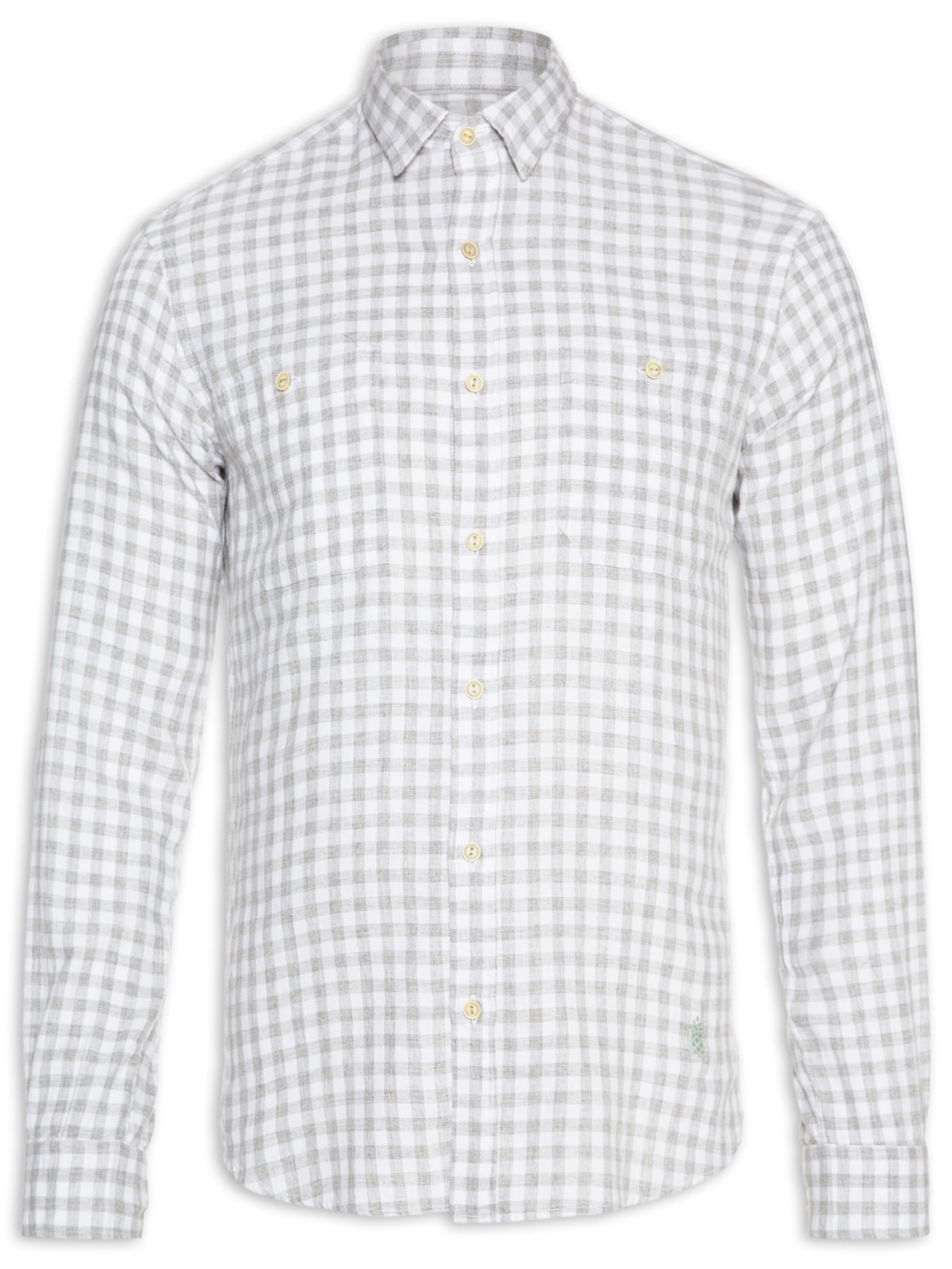 Camisa Masculina Utilitária Vichy Mescla Cinza Pineapple