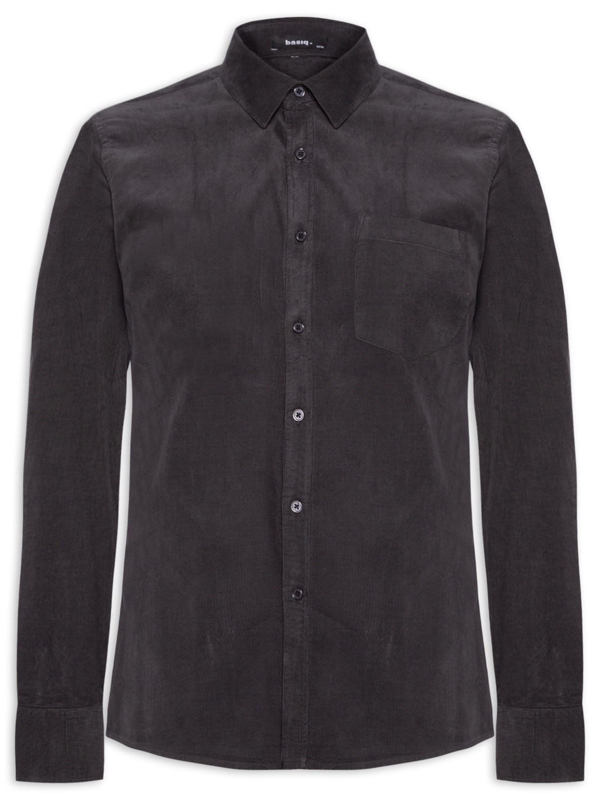 Camisa Masculina Veludo Manga Longa - Cinza