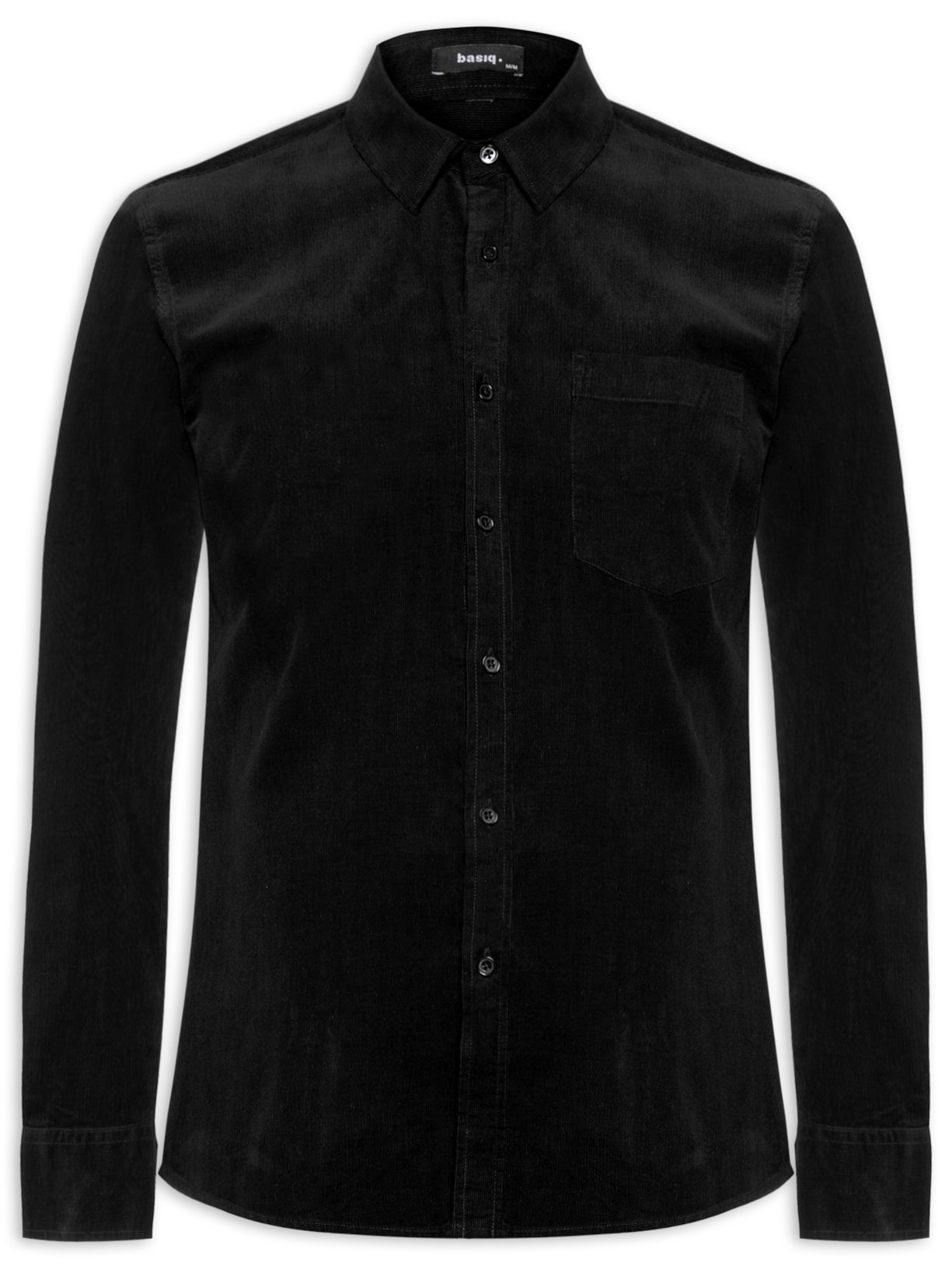 Camisa Masculina Veludo Manga Longa - Preto