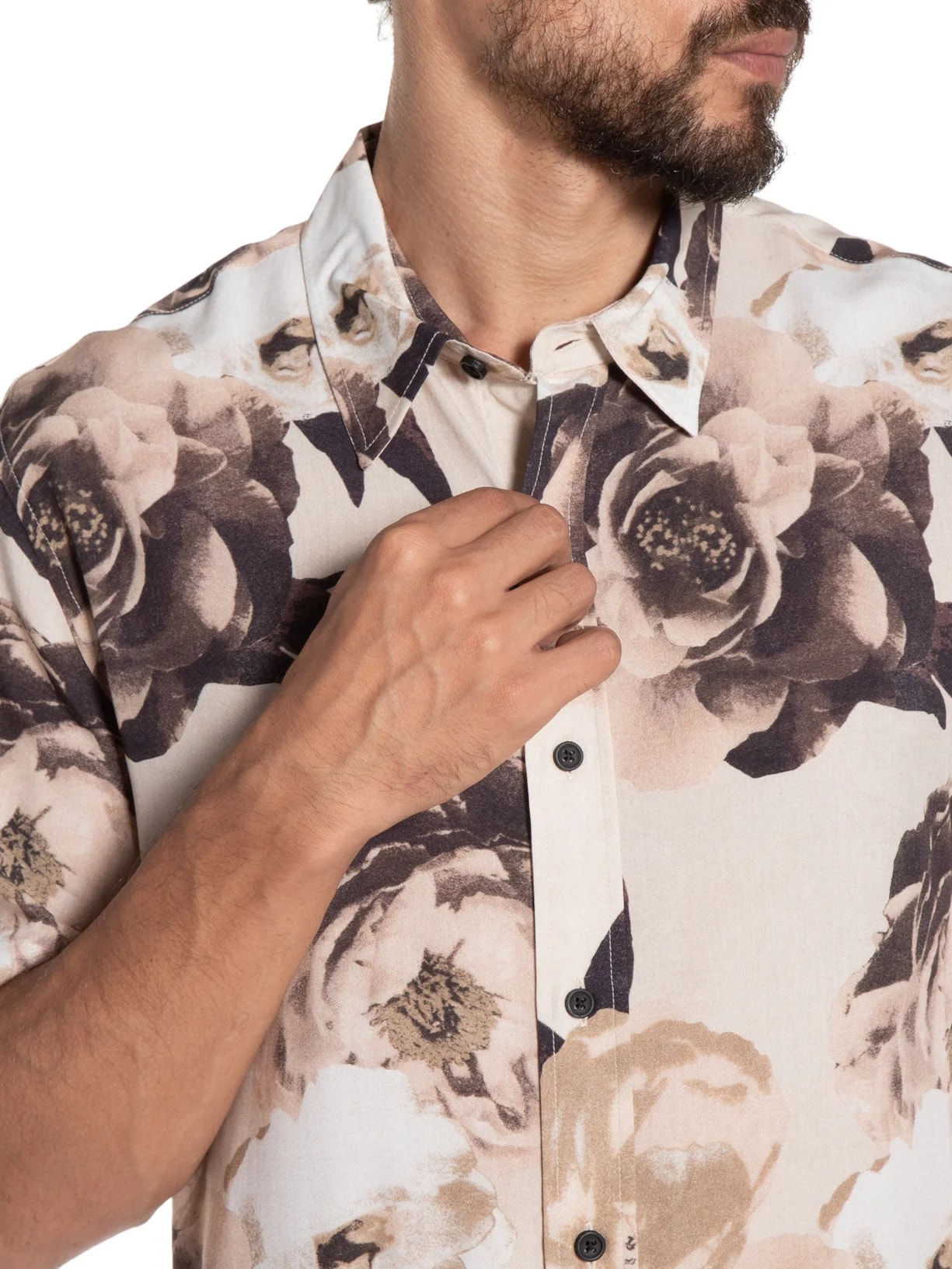 Camisa Masculina Vintage Rose Bege John John