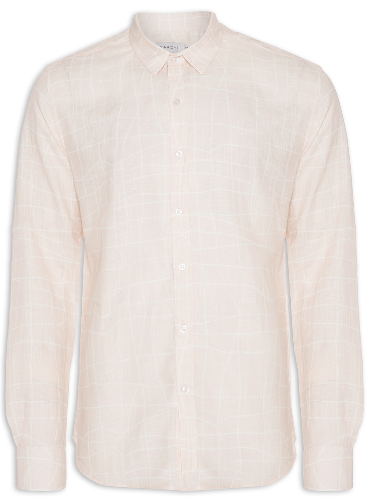 Camisa Masculina Viscolinho Estampada - Bege