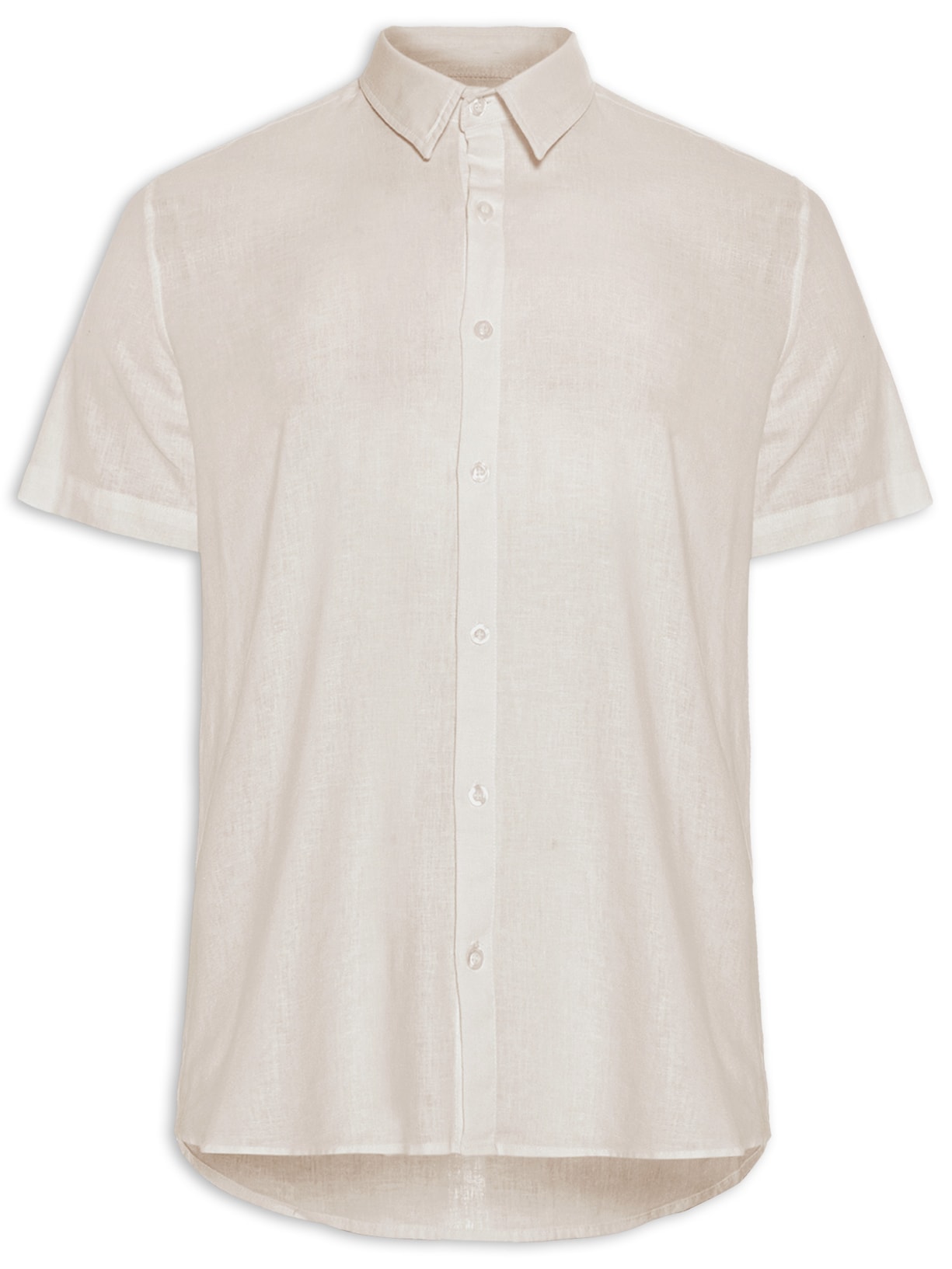 Camisa Masculina Viscolinho Manga Curta - Bege