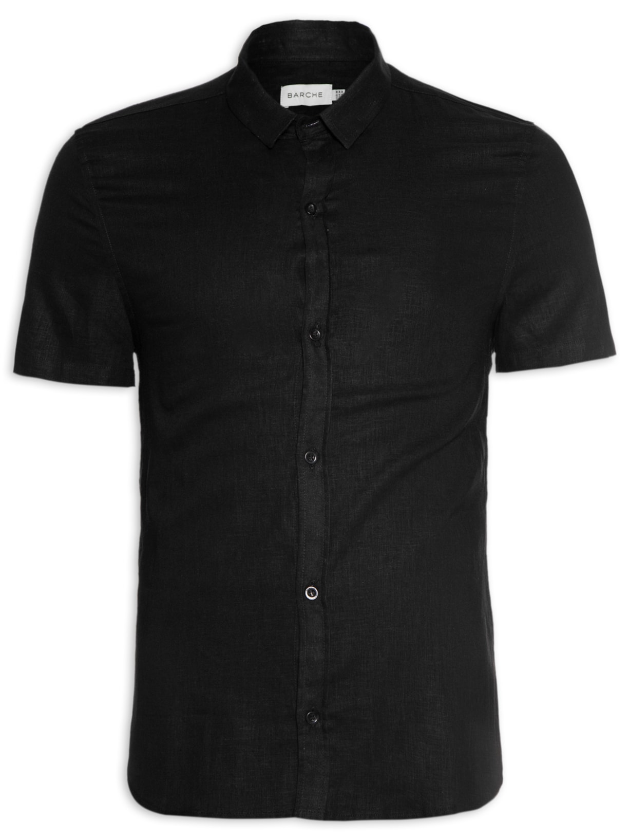 Camisa Masculina Viscolinho Manga Curta - Preto