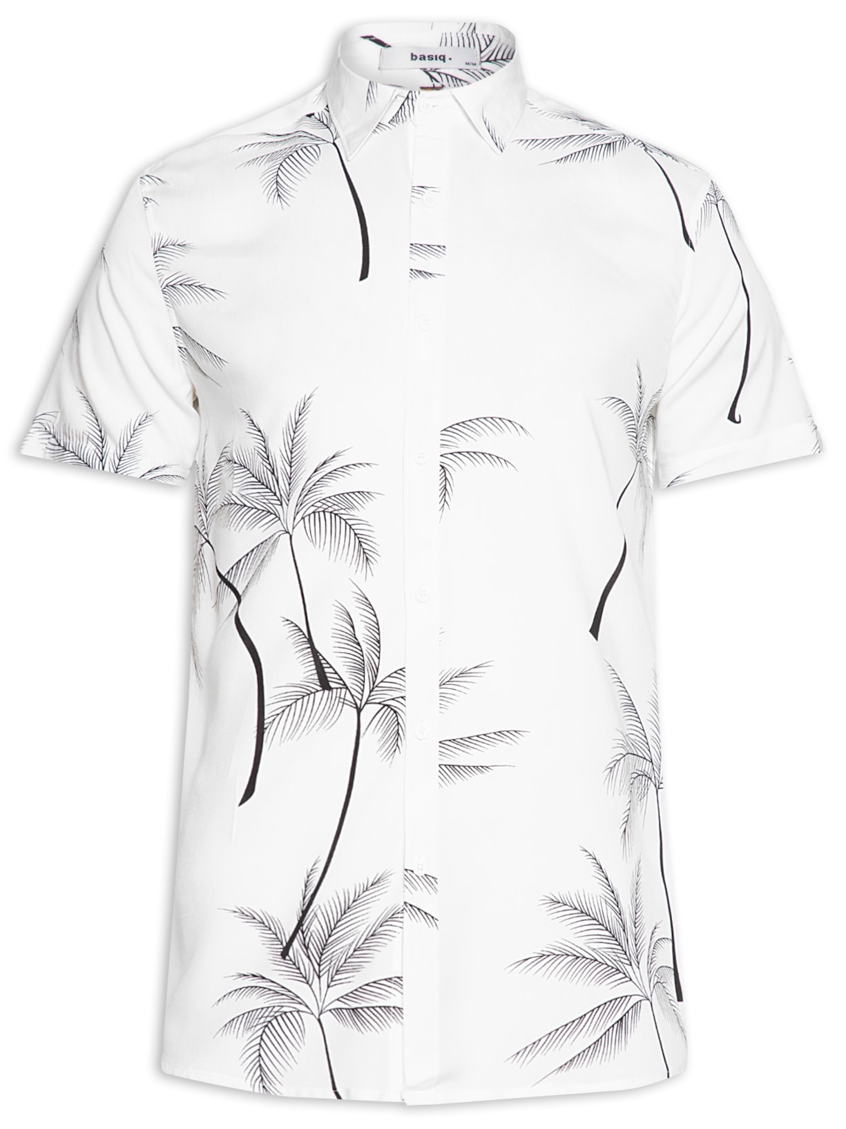 Camisa Masculina Viscose Estampa Coqueiro - Branco