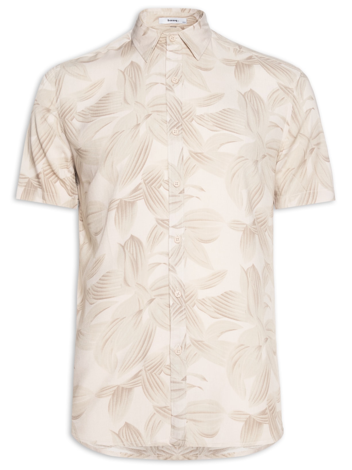 Camisa Masculina Viscose Estampa Folhagem - Bege