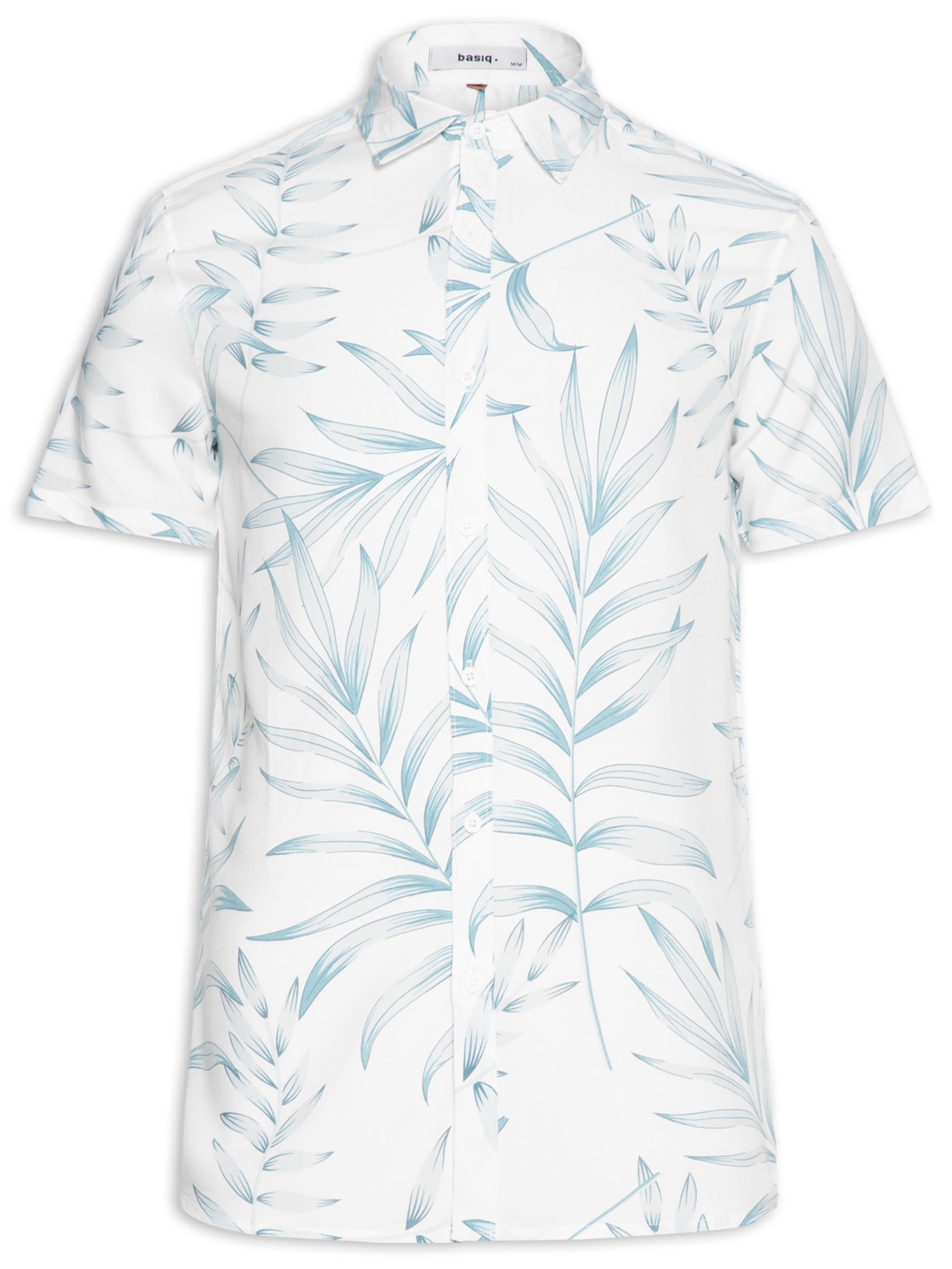 Camisa Masculina Viscose Estampa Folhagem - Branco