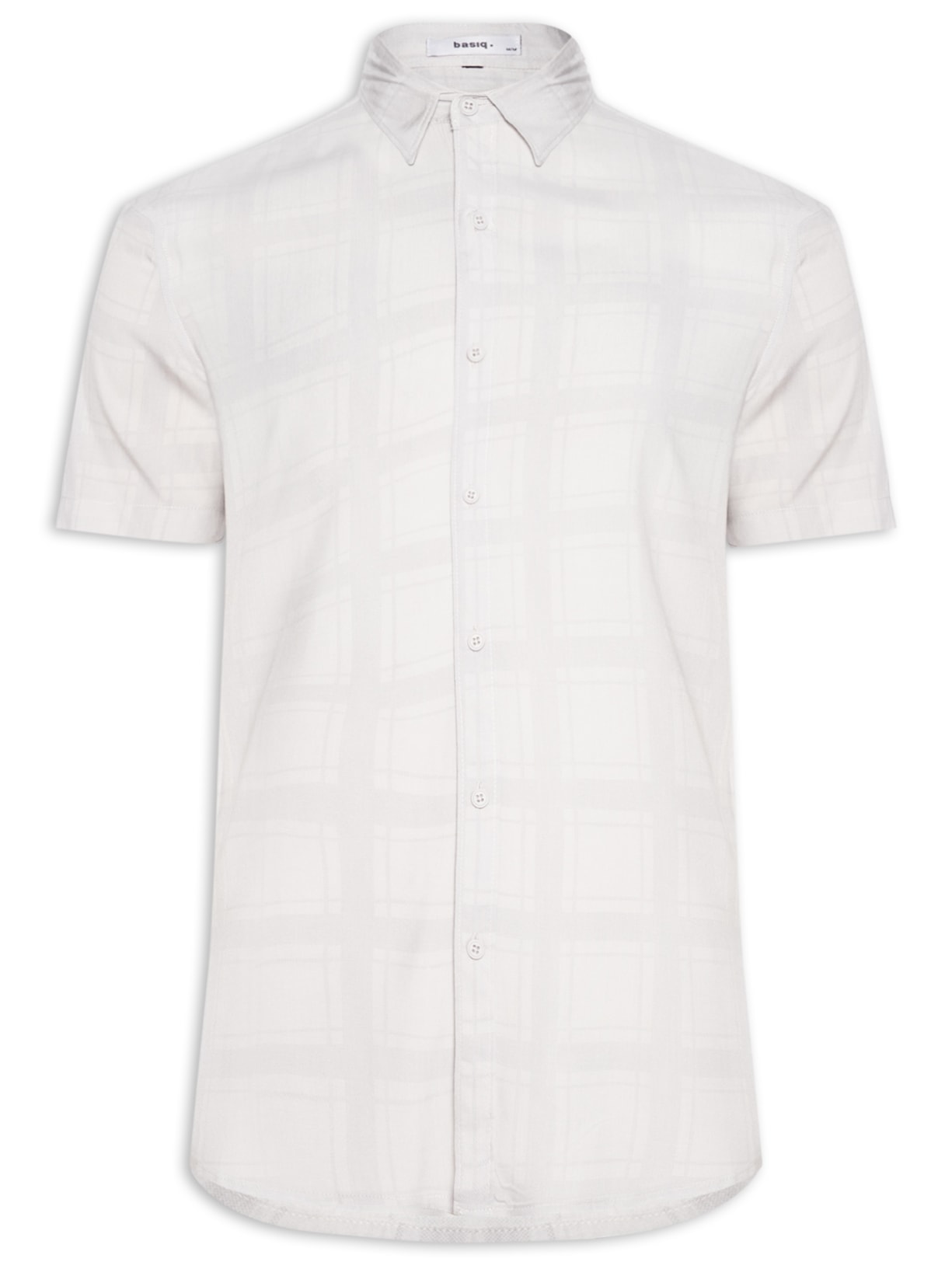 Camisa Masculina Viscose Estampa Quadrado - Cinza