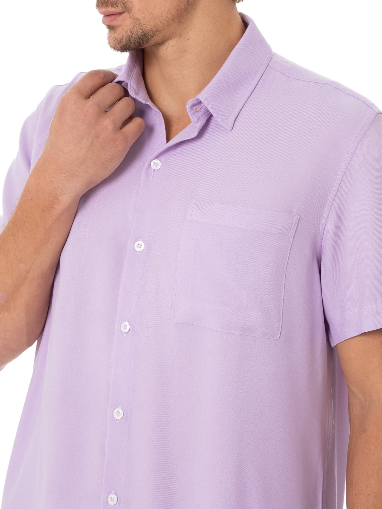 Camisa Masculina Viscose Lisa Manga Curta Roxo Barche
