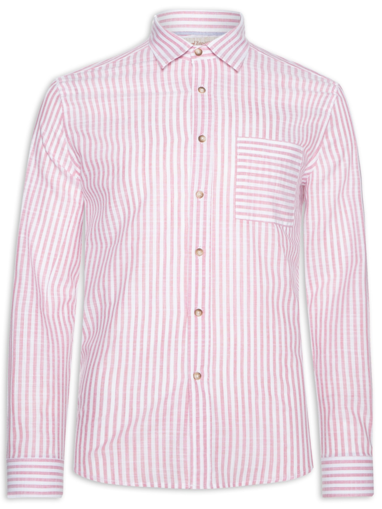 Camisa Masculina Voil Listras Vermelho Zapalla