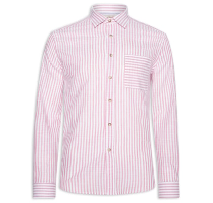 Camisa Masculina Voil Listras - Vermelho