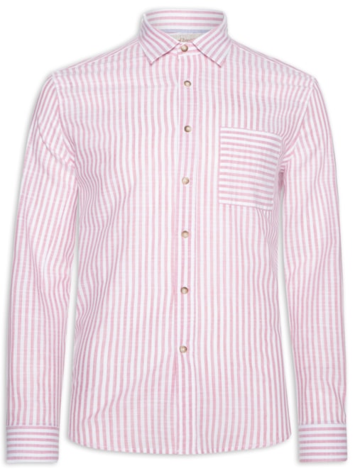 Camisa Masculina Voil Listras - Vermelho