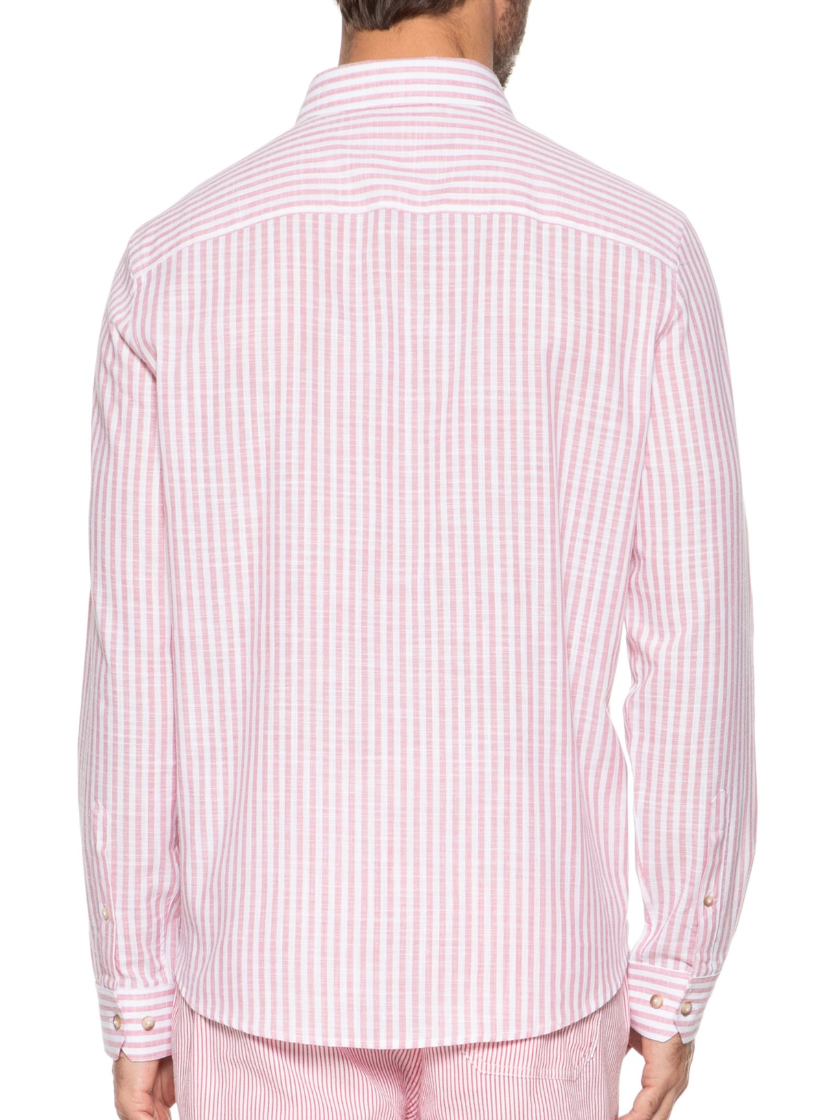 Camisa Masculina Voil Listras Vermelho Zapalla