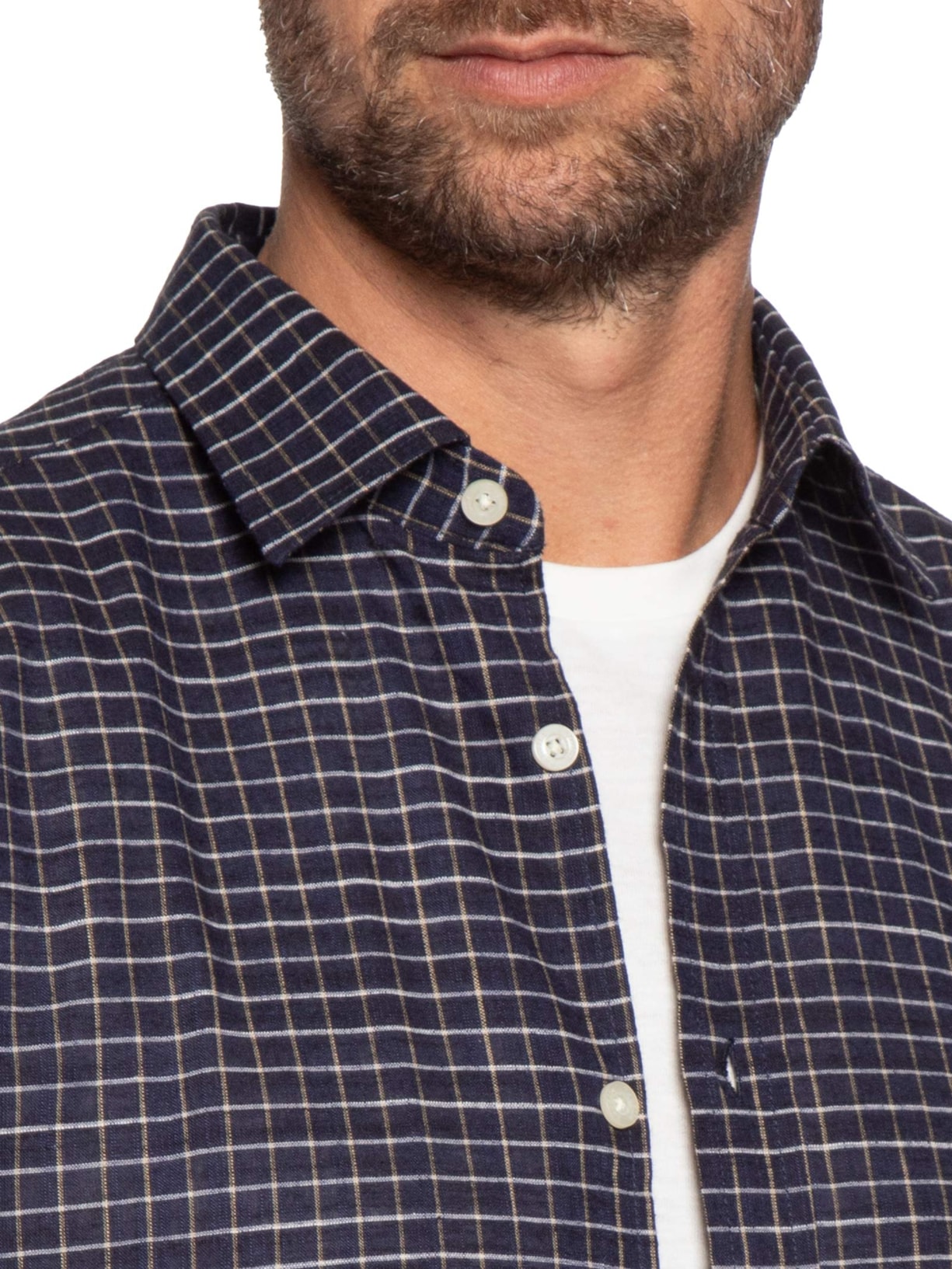 Camisa Masculina Voil Mini Quadros Azul Zapalla