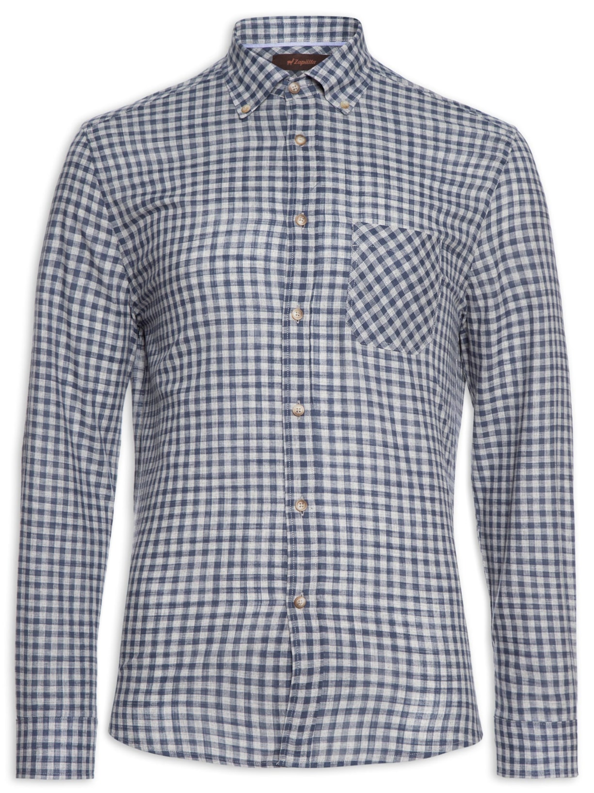 Camisa Masculina Voil Vichy Mescla - Azul