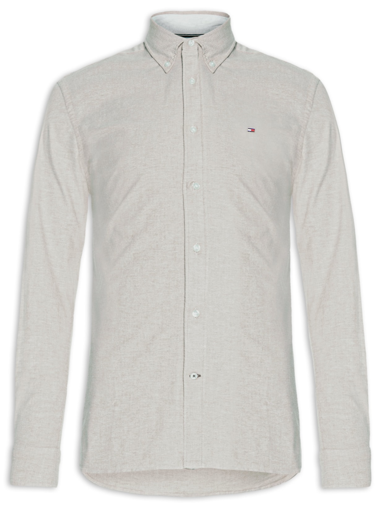 Camisa Masculina Wcc Flex Oxford Cinza Tommy Hilfiger